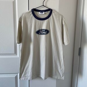 Ford Men's Cream and Navy T-shirt
